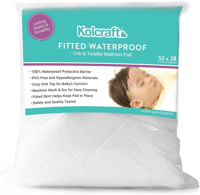 Kolcraft Fitted Waterproof Crib and Toddler Mattress Pad - Image 1