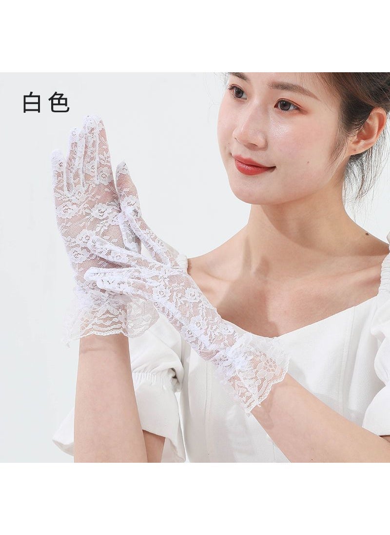 Summer Thin Lace Lace Gloves Womens Short Black White Big Red Wedding Dress Bridal Wedding Gloves White