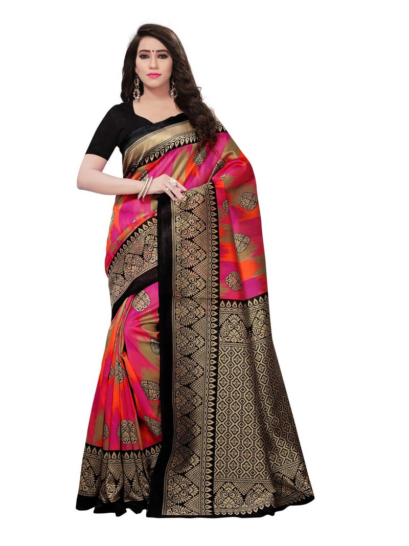 Satrani Women's Art Silk Saree With Blouse Piece (800ST39_Multi_One Size_Multicolour) - Image 1