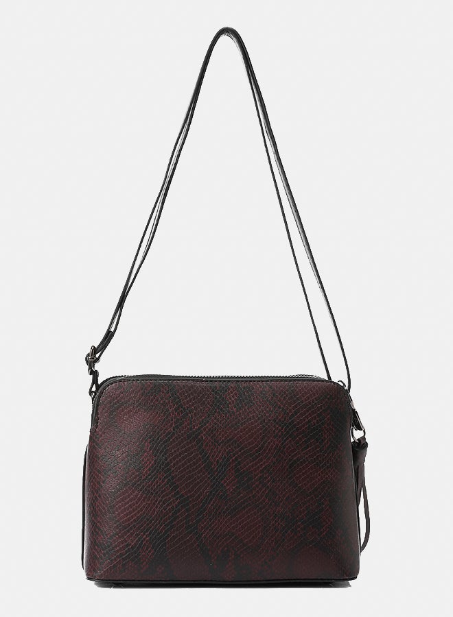 Dejavu BAGS LID-DVTX-040 Burgundy Snake Textured Cross Body Bag For Women, UN - Image 3