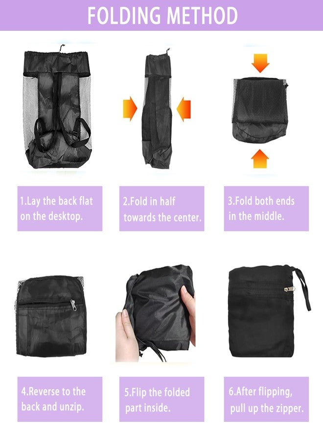 SUVICTONG Mesh Beach Bag Drawstring Beach Backpack,Foldable Swim Backpack,Shell Collecting Bag for Sandbox Buckets,Beach Vacation Essentials（19.8 * 9.4in） - Image 5