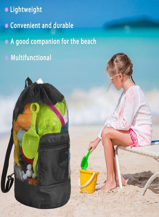 SUVICTONG Mesh Beach Bag Drawstring Beach Backpack,Foldable Swim Backpack,Shell Collecting Bag for Sandbox Buckets,Beach Vacation Essentials（19.8 * 9.4in） - Image 4