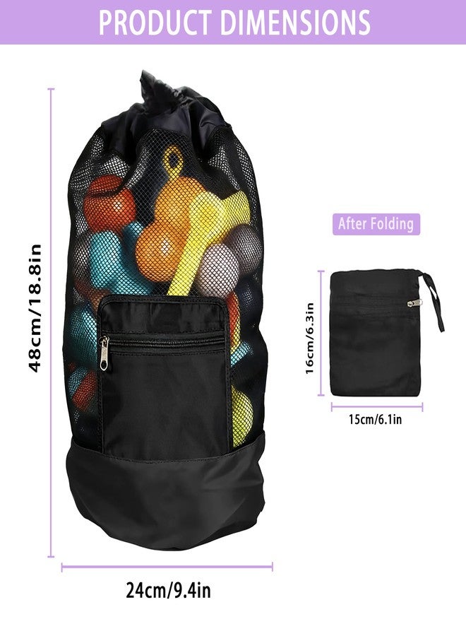 SUVICTONG Mesh Beach Bag Drawstring Beach Backpack,Foldable Swim Backpack,Shell Collecting Bag for Sandbox Buckets,Beach Vacation Essentials（19.8 * 9.4in） - Image 2
