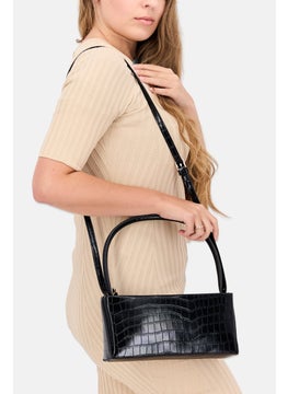 Moda Luxe Women Snakeskin Cross Body Bag 12 H x 27 L x 6 W cm, Black  - Image 2
