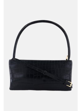 Moda Luxe Women Snakeskin Cross Body Bag 12 H x 27 L x 6 W cm, Black  - Image 1