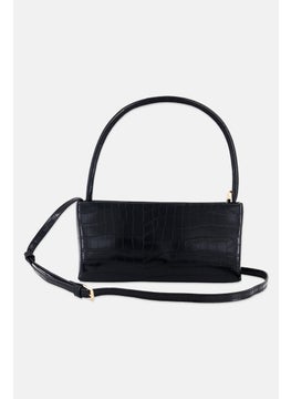 Moda Luxe Women Snakeskin Cross Body Bag 12 H x 27 L x 6 W cm, Black  - Image 3