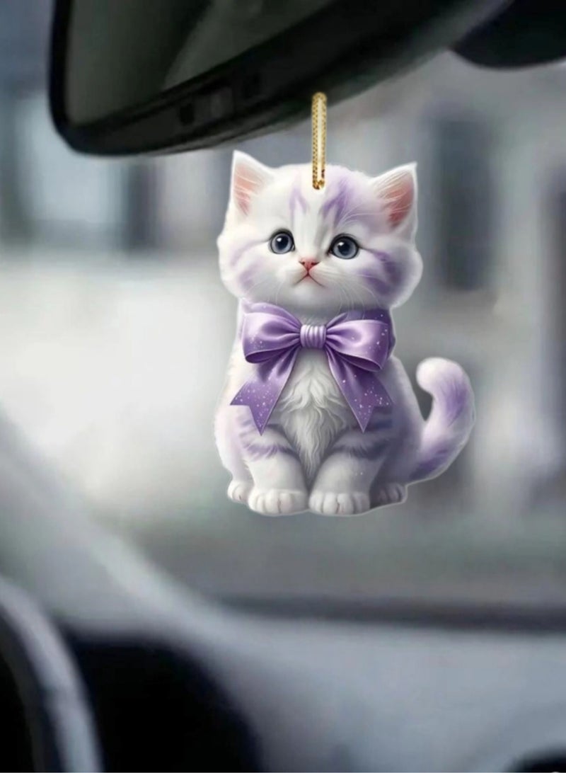قلادة أكريليك مسطحة - سلسلة مفاتيح قطة لطيفة للسيارة أو حقيبة الظهر - Image 3