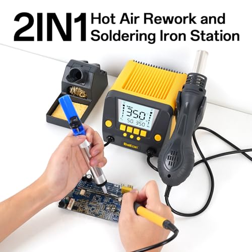 BAKON BK882 Soldering Station 2-IN-1 Hot Air Rework Station with Large LCD Display,650W Hign Power Solder Stations, °F /°C Cool/Hot Air Conversion, Digital Temperature Calibration, Auto Sleep - Image 2