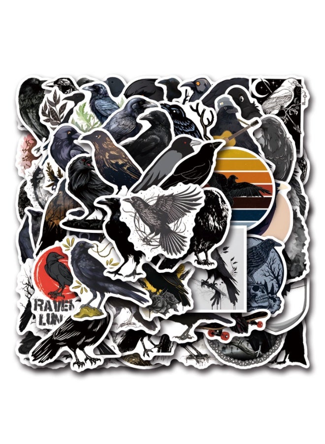 NIBEMINENT 55 Pcs Cartoon Black Crow Deco Kit Waterproof Stickers, High Definition Printing Bright Colors, Suitable for Laptop Skateboard Luggage Water Bottle Guitar DIY - Image 2