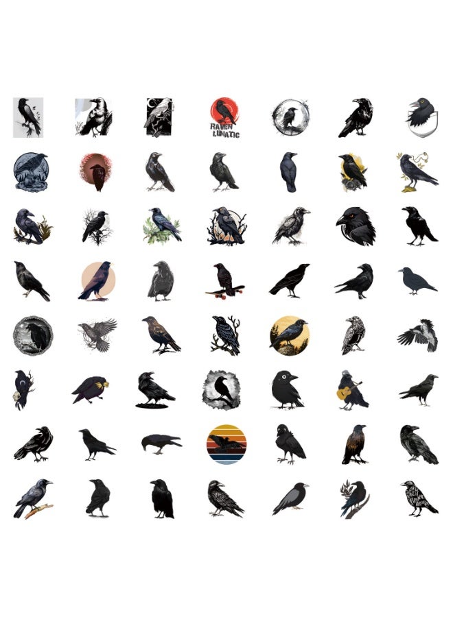 NIBEMINENT 55 Pcs Cartoon Black Crow Deco Kit Waterproof Stickers, High Definition Printing Bright Colors, Suitable for Laptop Skateboard Luggage Water Bottle Guitar DIY - Image 3