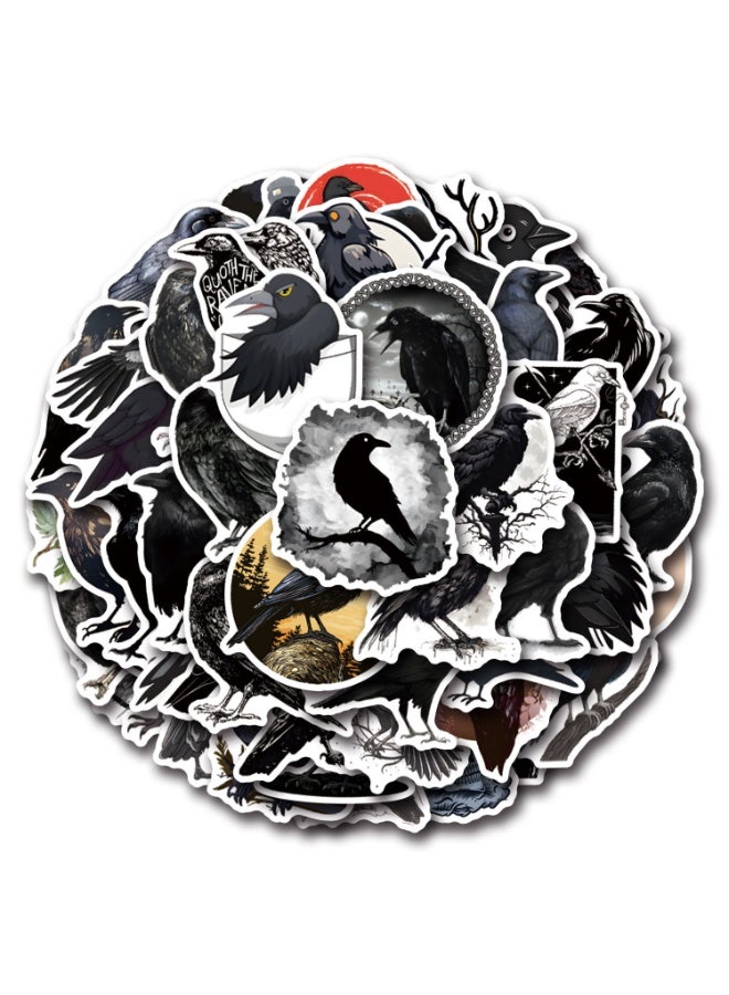 NIBEMINENT 55 Pcs Cartoon Black Crow Deco Kit Waterproof Stickers, High Definition Printing Bright Colors, Suitable for Laptop Skateboard Luggage Water Bottle Guitar DIY - Image 1