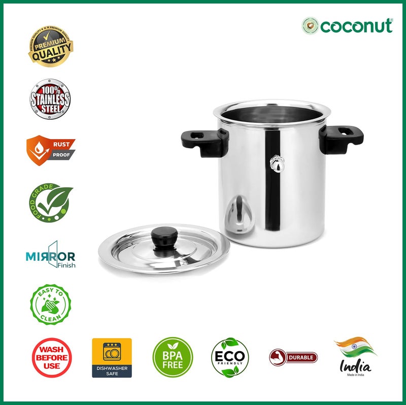 Coconut Coconut Stainless Steel Traditional Milk Boiler/Tall Milk Boiler - Capacity - 1500ML  - Image 2