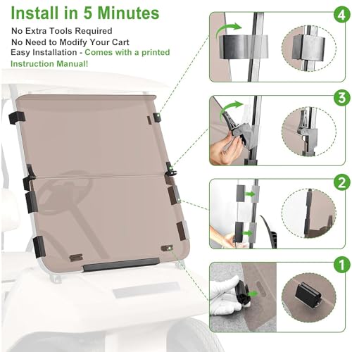 10L0L Golf Cart Windshield for 1982-2000.5 Club Car DS Models, Tinted - Image 3