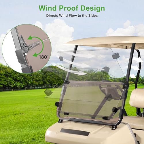10L0L Golf Cart Windshield for 1982-2000.5 Club Car DS Models, Tinted - Image 5