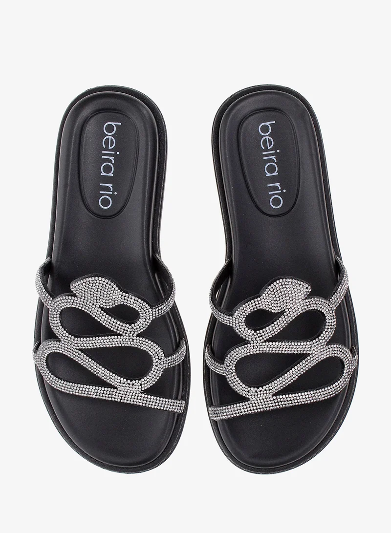 Beira Rio Black Beira Rio Women’s Flat Summer Footwear – Lightweight Slip-On Comfort with Stylish Casual Design for Women | Best Price UAE