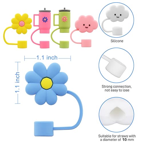 Meitesti Straw Cover Cap for Stanley Cup,Silicone Straw Topper 10 mm 0.4 in Reusable Straw Tips Lids,Straw Tip Covers for Stanley Cups Accessories - Image 3