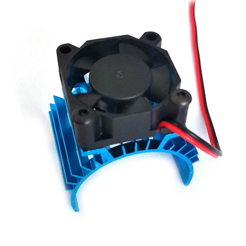 DEVMO Alloy Heat Sink Heatsink with 5V Cooling Fan for 1/10 Car 540 550 3650 Size Brushless Engine Motor Remote Control Car Truck Buggy Crawler Blue - Image 1