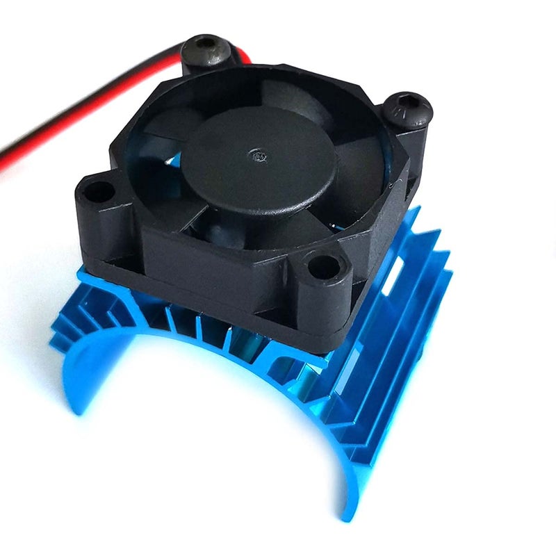 DEVMO Alloy Heat Sink Heatsink with 5V Cooling Fan for 1/10 Car 540 550 3650 Size Brushless Engine Motor Remote Control Car Truck Buggy Crawler Blue - Image 5