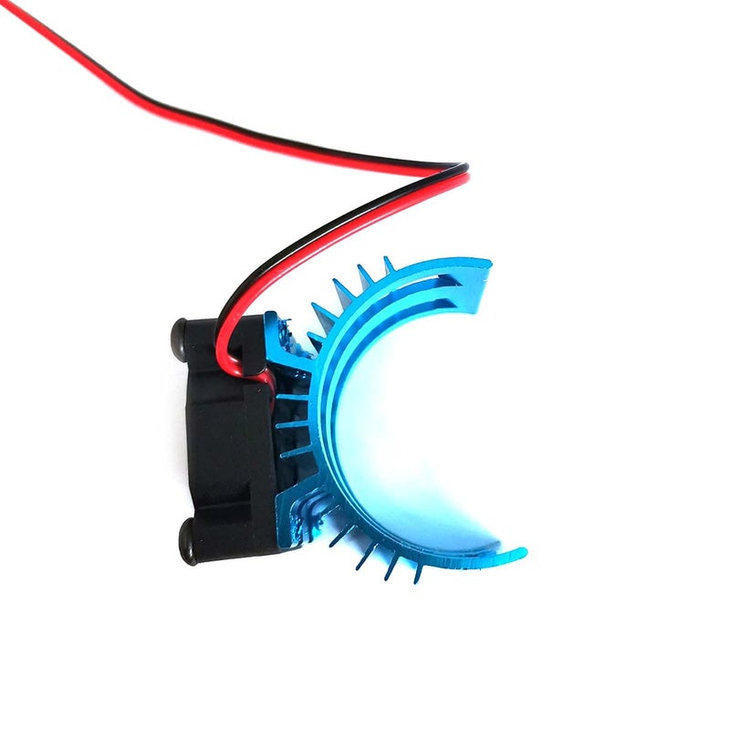 DEVMO Alloy Heat Sink Heatsink with 5V Cooling Fan for 1/10 Car 540 550 3650 Size Brushless Engine Motor Remote Control Car Truck Buggy Crawler Blue - Image 2