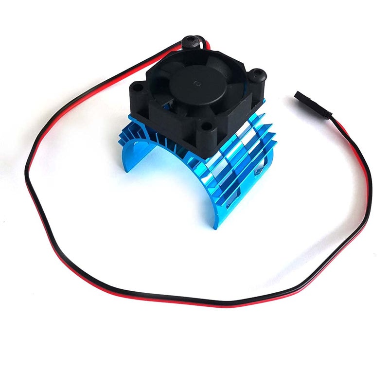 DEVMO Alloy Heat Sink Heatsink with 5V Cooling Fan for 1/10 Car 540 550 3650 Size Brushless Engine Motor Remote Control Car Truck Buggy Crawler Blue - Image 4