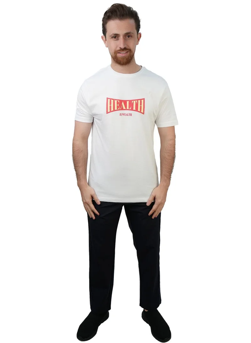 جيوردانو تيشيرت رجالي قطني بقصة ضيقة وطبعة رسالة