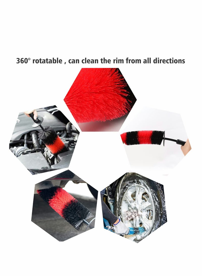 Excefore 9Pcs Car Detailing Brushes Kit for Washing Wheels, Interior, Exterior, Car Cleaning Supplies Including Long Handle Rim Brush, Car Wheel Brush, Detailing Brushes Set, Vent Duster, Towels - Image 3