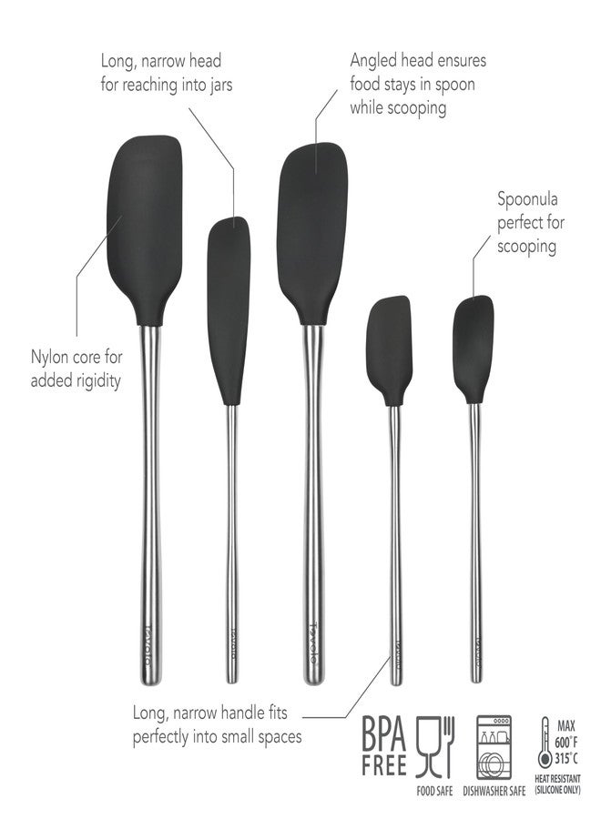 Tovolo Flex-Core Spatula SS Handle Set S/5 - Black - Image 2