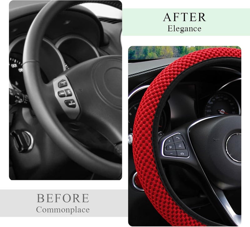 Yourkar Elastic Steering Wheel Cover - Red - Image 4