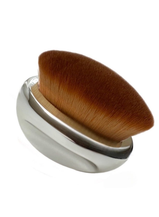 ALAZCO Foundation Brush Palm Makeup Brush Soft Kabuki Dome Shaped Face Body Spf Blush Bronzer Highlighter Blending Selftanner Buffing Liquid Powder Cream Streakfree Cosmetic Application Mirror Finish Silver - Image 1