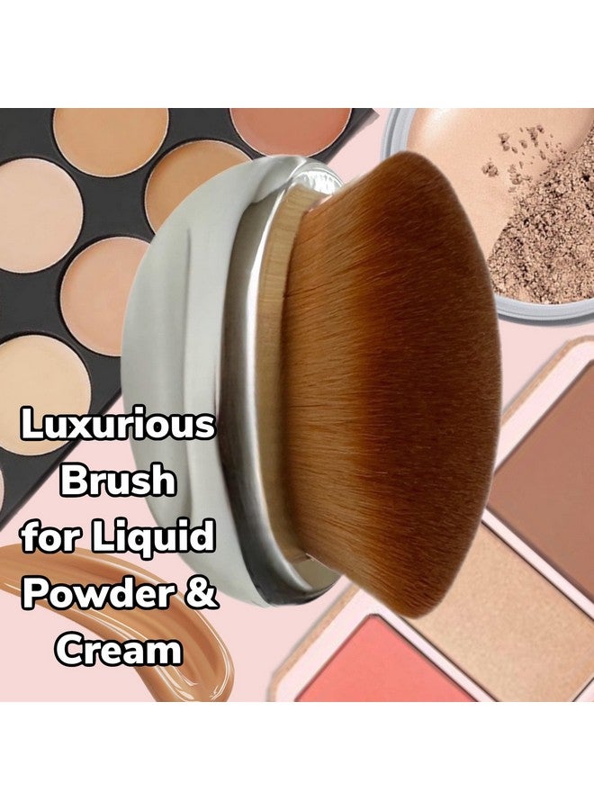 ALAZCO Foundation Brush Palm Makeup Brush Soft Kabuki Dome Shaped Face Body Spf Blush Bronzer Highlighter Blending Selftanner Buffing Liquid Powder Cream Streakfree Cosmetic Application Mirror Finish Silver - Image 2