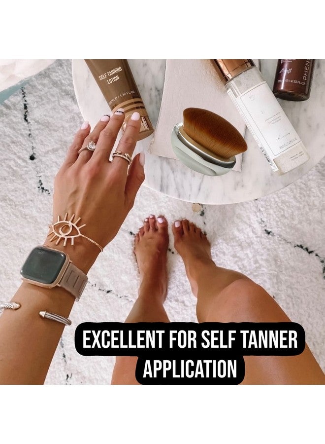 ALAZCO Foundation Brush Palm Makeup Brush Soft Kabuki Dome Shaped Face Body Spf Blush Bronzer Highlighter Blending Selftanner Buffing Liquid Powder Cream Streakfree Cosmetic Application Mirror Finish Silver - Image 3