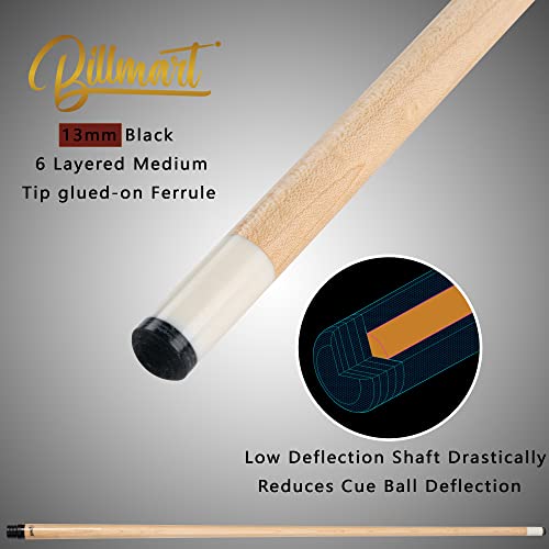 Billmart Pool Cue Stick Low Deflection Shaft Billiard Cue Sticks with Hard Case Pool Table Sticks Queue 1921 oz Pool QueSilver 20oz - Image 3