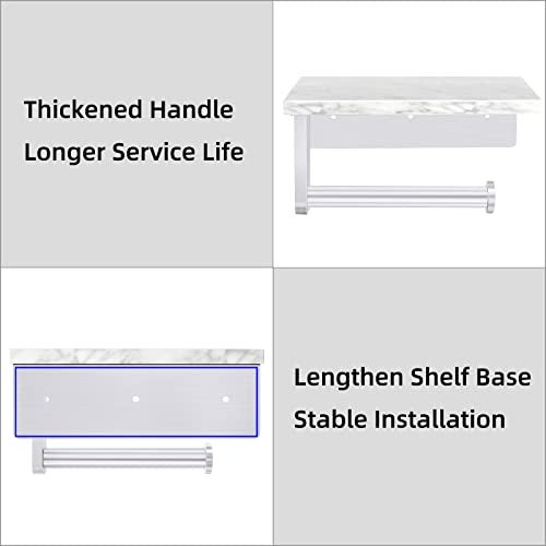Gypie Brushed Nickel Toilet Paper Holder with Natural Marble Shelf, Screw Wall Mounted, Tissue Roll Holder for Bathroom Washroom - Image 5