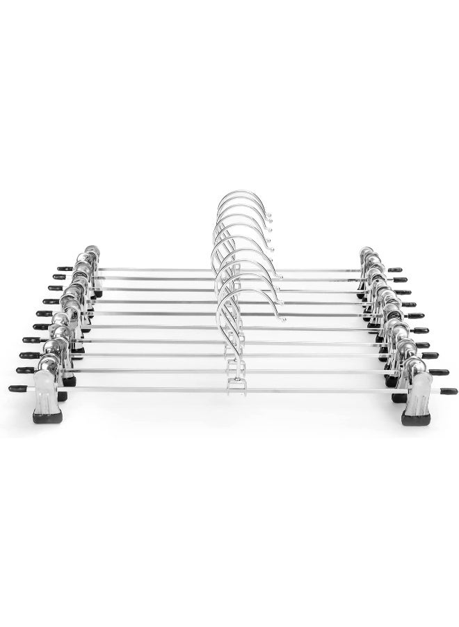 Red Dot Gift® 10 Pack Pants Hangers, 28.5cm Skirt Hangers with Adjustable Non-Slip Clips Pants Hangers, Space Saving Metal Hangers for Coat Garment Jeans, Hangers for Kids Adults - Image 1
