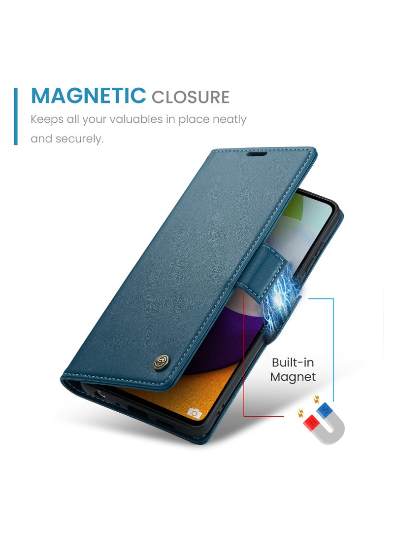 CaseMe Samsung Galaxy A52 5G\/A52s 5G RFID Blocking Wallet Case - Blue - Image 3
