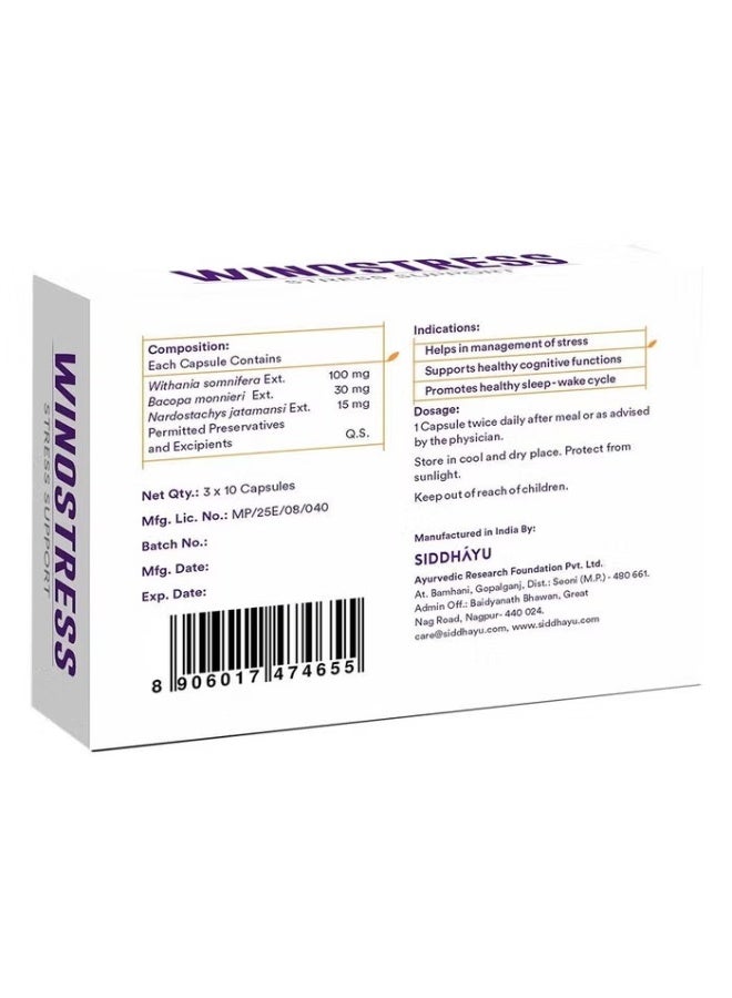 SIDDHAYU Winostress Capsules For Stress Management, Pack of 30's - Image 2