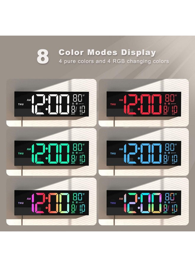 Jall 16" Large Digital Wall Clock With Remote Control, Dual Alarm With Big Led Screen Dispaly, 8 Rgb Colors, Auto Dst, Temperature For Living Room, Bedroom, Desk Decor, Mounted, Gift For Elderly - Image 3