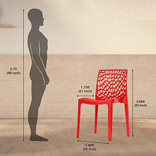 RW REST WELL Web Designer Plastic Outdoor Chair (Red, Set of 2) - Image 3