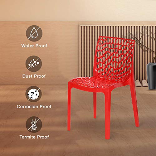 RW REST WELL Web Designer Plastic Outdoor Chair (Red, Set of 2) - Image 2