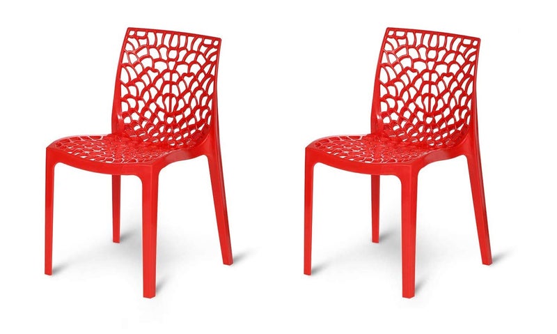 RW REST WELL Web Designer Plastic Outdoor Chair (Red, Set of 2) - Image 1