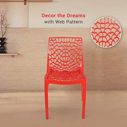 RW REST WELL Web Designer Plastic Outdoor Chair (Red, Set of 2) - Image 5