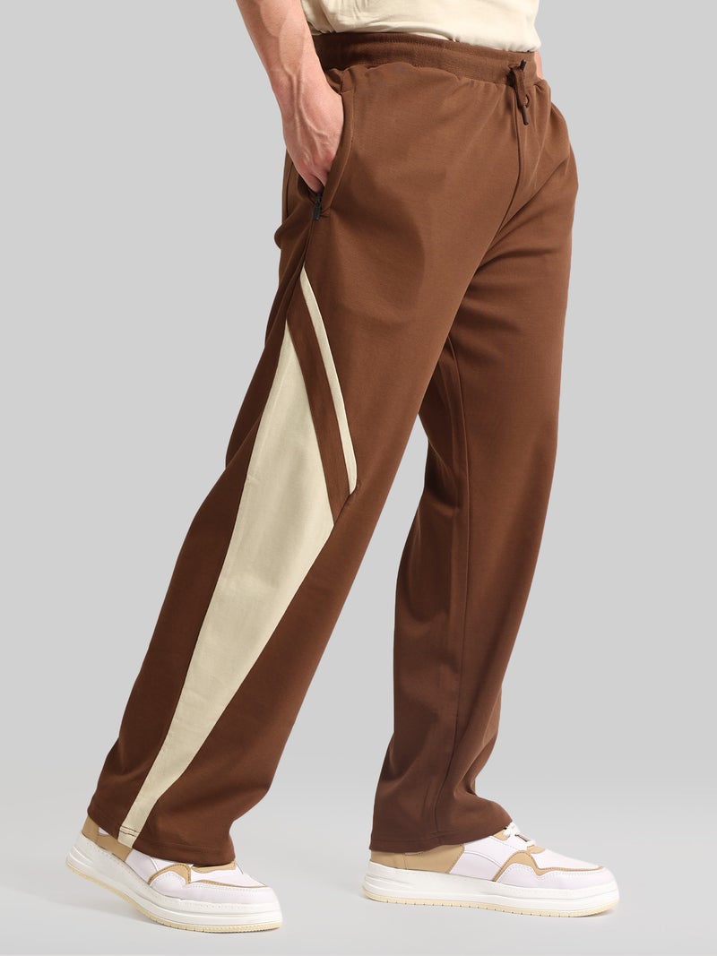 Maniac Mens Colorblock Brown and Biscuit Baggy Fit Cotton Trackpant - Image 4