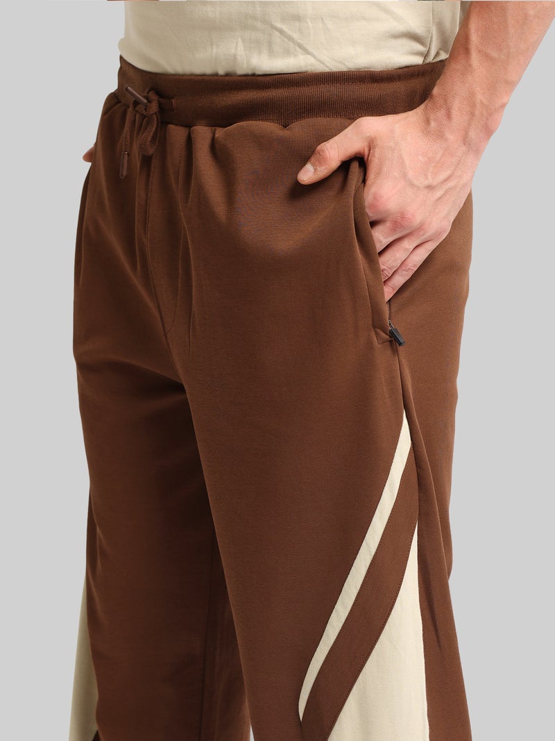 Maniac Mens Colorblock Brown and Biscuit Baggy Fit Cotton Trackpant - Image 3