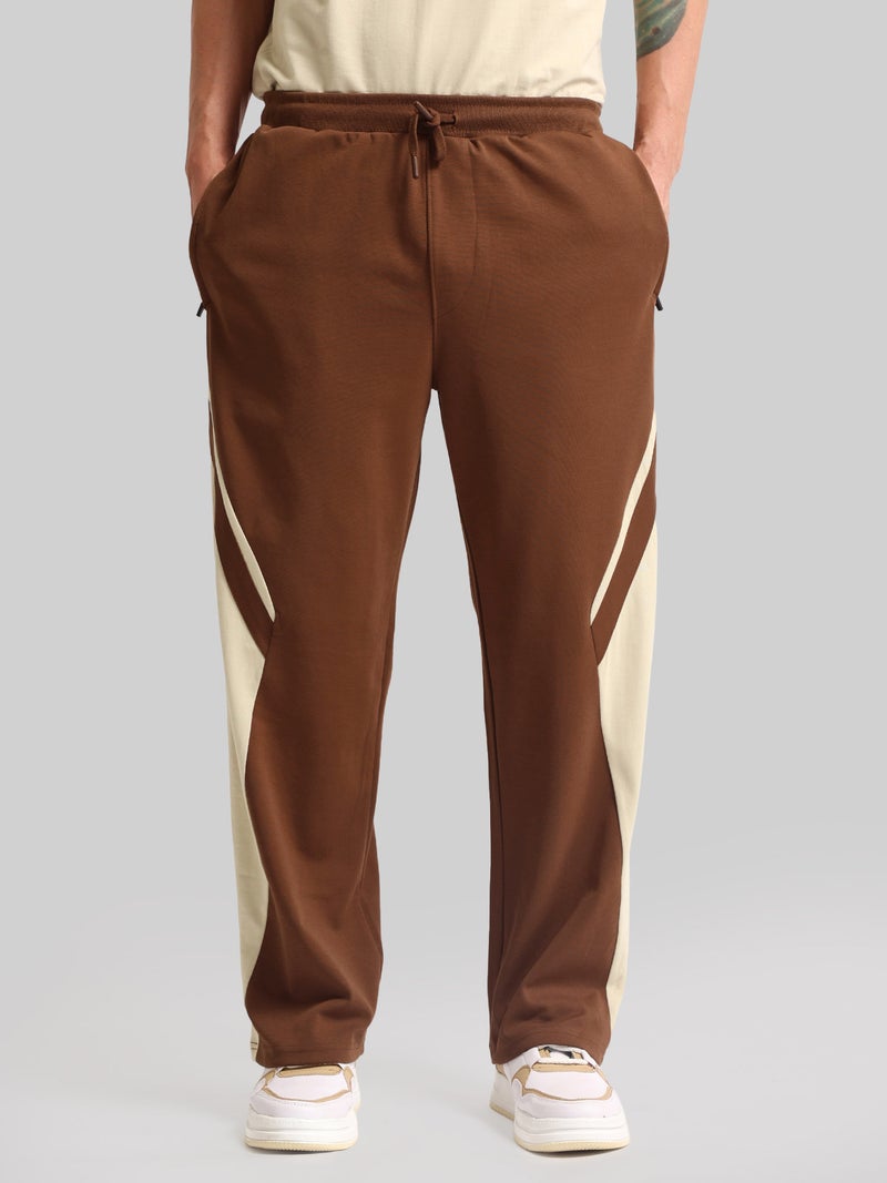Maniac Mens Colorblock Brown and Biscuit Baggy Fit Cotton Trackpant - Image 5