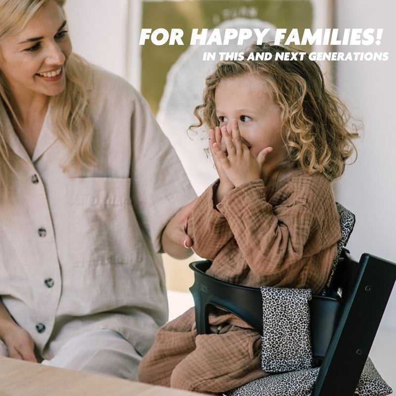 UKJE وسادة UKJE متوافقة مع كرسي Stokke Tripp Trapp (النموذج القديم والجديد) 2 قطعة، وسادة مقعد ناعمة للأطفال والرضع والصغار، قطن معتمد من Oeko-Tex، قابلة للغسل ومصنوعة يدويًا في أوروبا، نمط الفهد - Image 5