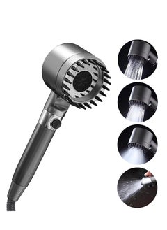 Shower Head with Handheld, High Pressure 3-mode Shower Head Combo, Massage Scalp, with Filter Component to Filter and Adsorb Impurities 59″ Replacement Hose (Grey)