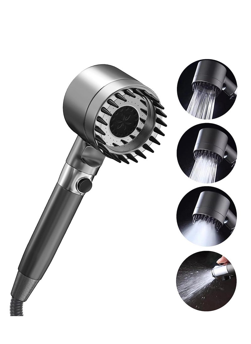 SYOSI - Shower Head with Handheld, High Pressure 3-mode Shower Head Combo, Massage Scalp, with Filter Component to Filter and Adsorb Impurities 59″ Replacement Hose (Grey) - Image 1