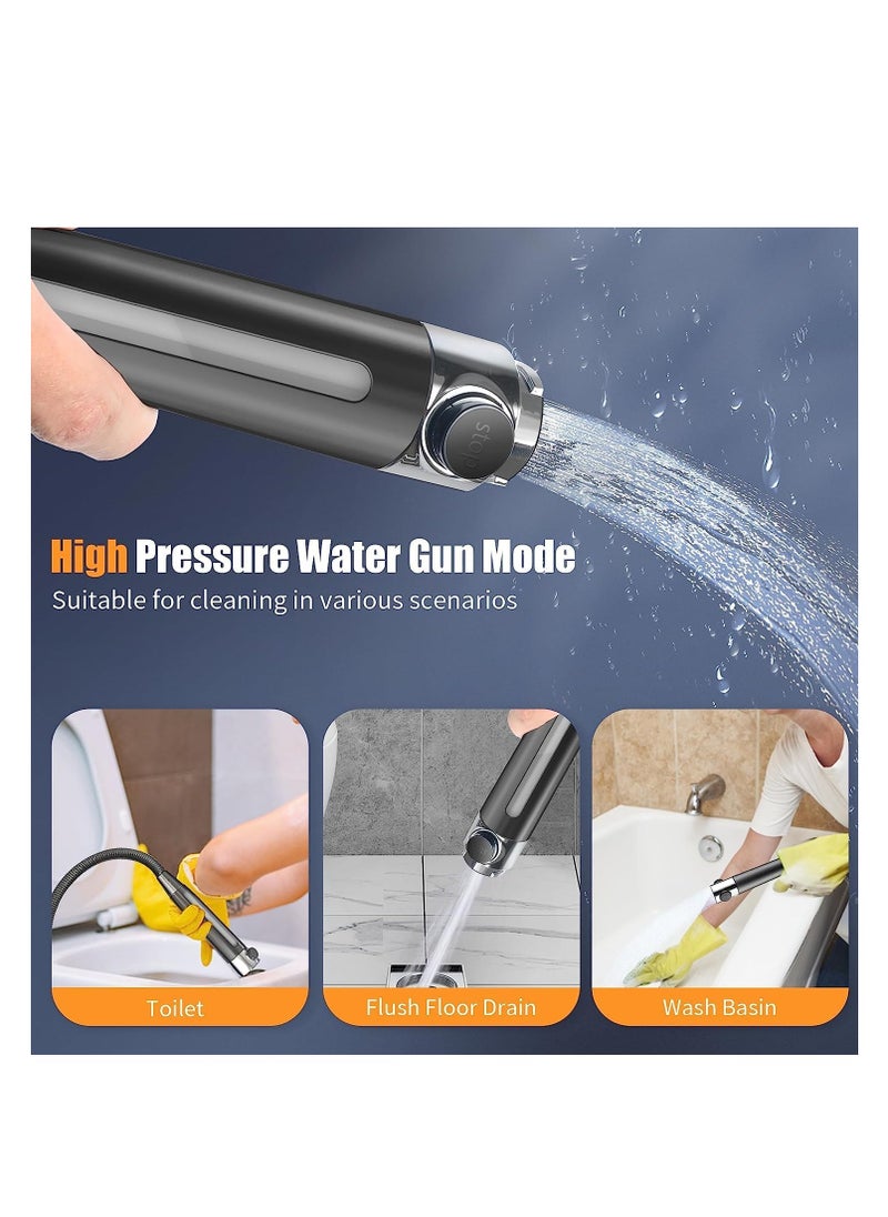 SYOSI - Shower Head with Handheld, High Pressure 3-mode Shower Head Combo, Massage Scalp, with Filter Component to Filter and Adsorb Impurities 59″ Replacement Hose (Grey) - Image 1