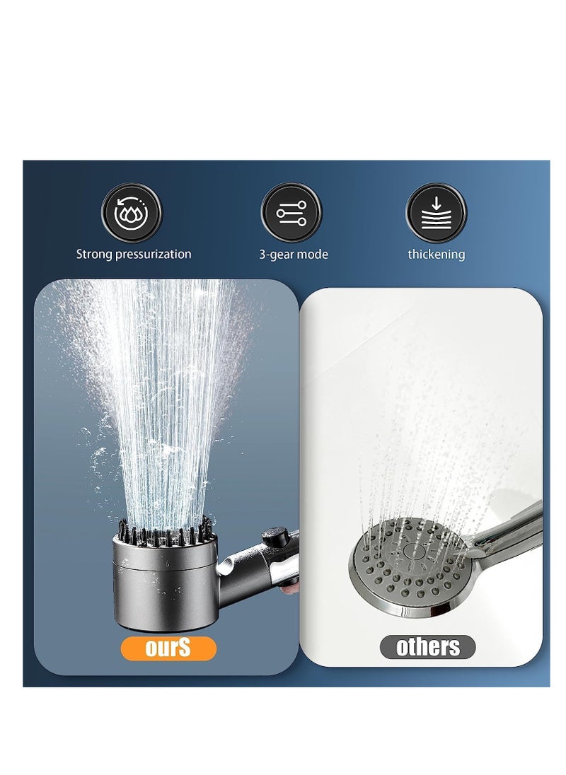 SYOSI - Shower Head with Handheld, High Pressure 3-mode Shower Head Combo, Massage Scalp, with Filter Component to Filter and Adsorb Impurities 59″ Replacement Hose (Grey) - Image 1