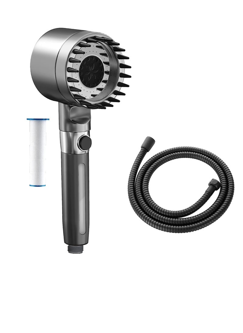 SYOSI - Shower Head with Handheld, High Pressure 3-mode Shower Head Combo, Massage Scalp, with Filter Component to Filter and Adsorb Impurities 59″ Replacement Hose (Grey) - Image 1